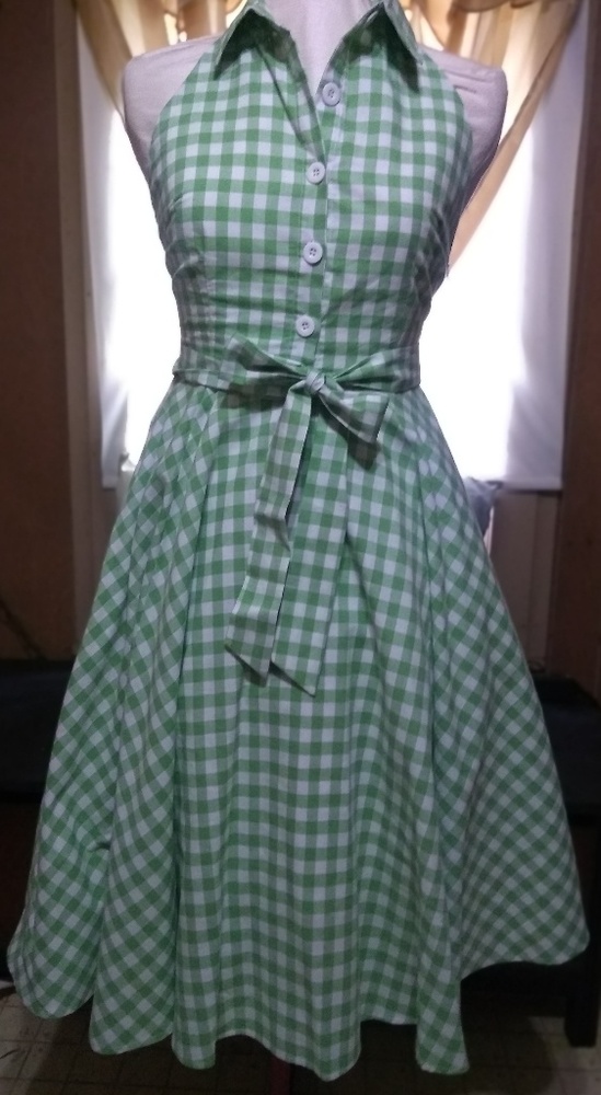 Nwot Lime Green Gingham Dress
